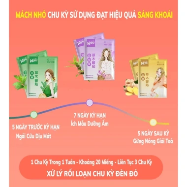 Miếng Dán Giảm Đau Bụng Kinh WOMU Toả Nhiệt Giữ Ấm Thảo Dược Thiên Nhiên 9.500đ