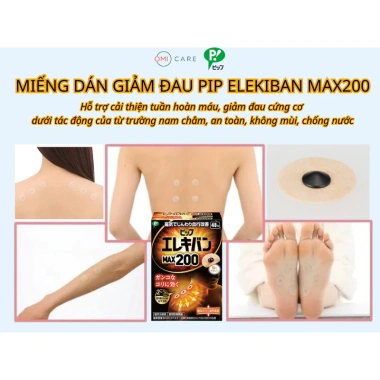 Miếng Dán Giảm Đau PIP ELEKIBAN MAX 200MT Nhật Bản Thoái Hóa Vai Gáy, Lưng, Chân