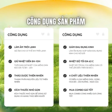Miếng Dán Giữ Nhiệt Cơ Thể SANCHF - Giảm Đau Bụng Kinh, Thảo Dược, Giá 45.000đ