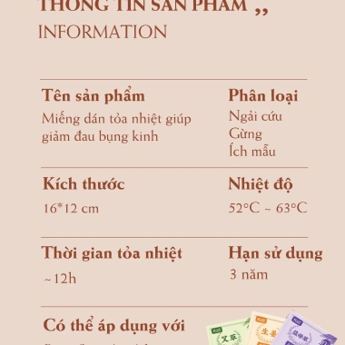 Miếng Dán Giữ Nhiệt Cơ Thể WOMU Đau Bụng Kinh Thảo Dược Thiên Nhiên Size Lớn 3 Vị Giá 15.000 VND