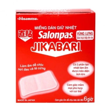Miếng dán giữ nhiệt Jikabari Salonpas Hisamitsu Nhật Bản - Giảm đau bụng kinh, đau cơ, giữ ấm - 31.000₫