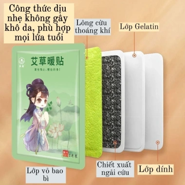 Miếng dán giữ nhiệt thảo dược Ngải cứu Gừng Ích mẫu - Giữ ấm bụng, giảm đau, chống lạnh mùa đông 65k