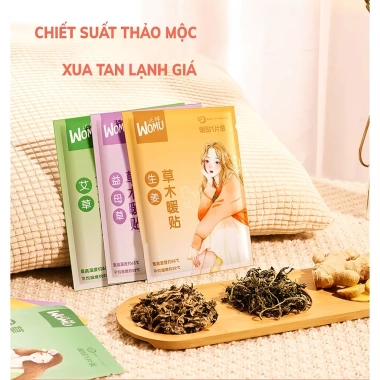 Miếng dán giữ nhiệt Womu ngải cứu giảm đau bụng vai gáy Set 5 chỉ 39.000đ