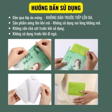 Miếng dán giữ nhiệt Womu ngải cứu giảm đau bụng vai gáy Set 5 chỉ 39.000đ