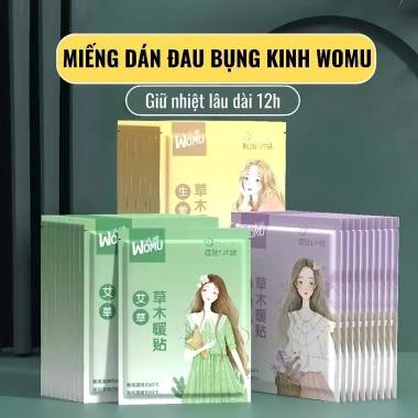 Miếng dán giữ nhiệt Womu ngải cứu giảm đau bụng, vai gáy - Set 5 miếng, giữ ấm liên tục, tiện lợi, giá chỉ 39.000 VND