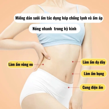 Miếng dán giữ nhiệt Womu ngải cứu giảm đau bụng, vai gáy - Set 5 miếng, giữ ấm liên tục, tiện lợi, giá chỉ 39.000 VND