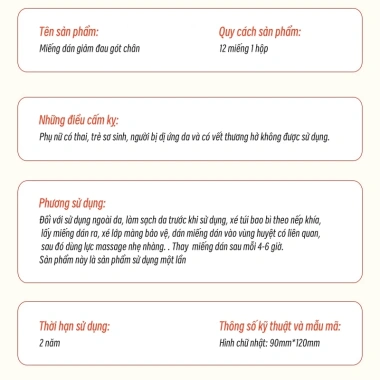 Miếng dán gót chân giảm đau khớp, viêm cân gan, gân Achilles 12 viên - 310k