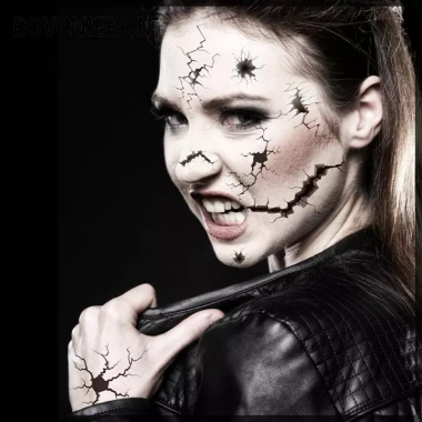 Miếng dán hình xăm tạm thời Halloween đen kinh dị, chống thấm nước, trang điểm cơ thể - 54.972₫