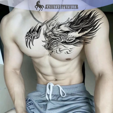 Miếng Dán Ngực Lớn Underboob Chống Thấm Tạm Thời Hình Xăm Lông Gai Giả Tatoo VN