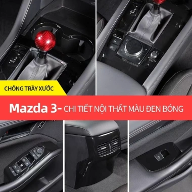 Miếng dán nội thất Mazda 3 2.020‑2.026 màu đen sáng - Bộ đầy đủ, giảm giá 239.800₫