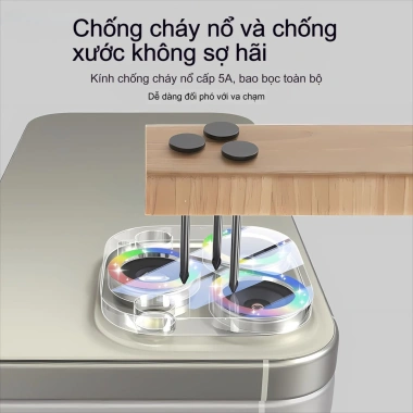 Miếng dán ống kính kim tuyến kính cường lực phủ kín iPhone 11‑17 Pro Max, Air - Giá 70.000đ 4