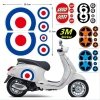 Miếng dán phản quang 3m LEGO cho xe máy - Đèn pha, chữ số, ngôi sao, DIY Vespa GTS300 GTV, chỉ 131.430 VND