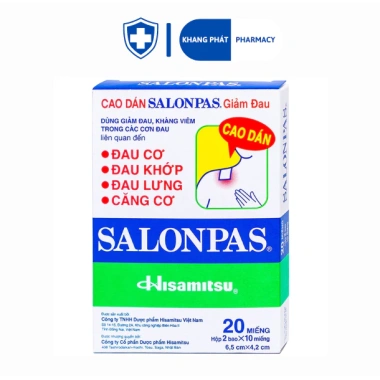 Miếng dán Salonpas giảm đau nhức mỏi cơ 22.000đ - Giải pháp không cần thuốc