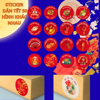 Miếng dán Tết 50 chiếc hình tròn tem niêm phong Chúc Mừng Năm Mới, chỉ 50.000₫ 4 Miếng dán Tết 50 chiếc hình tròn tem niêm phong Chúc Mừng Năm Mới, chỉ 50.000₫ 4