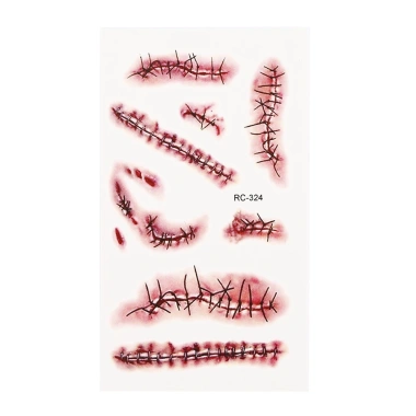 Miếng dán xăm tạm thời Halloween vết thương khâu thực tế - Giao 24h, giảm 23%