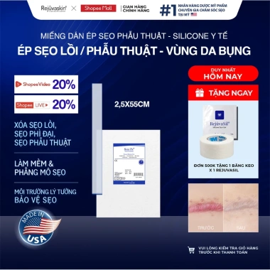 Miếng Dán Xóa Mỡ Sẹo Lồi Phì Đại Bụng REJUVASKIN Scar FX 2.5x55cm Giảm Giá Đến 1,700,000 VND