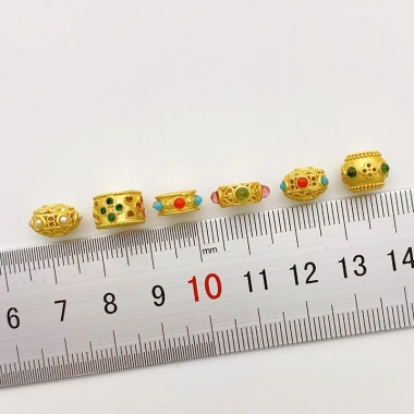 Miếng Đệm Hạt 18K Mờ Vàng Giữ Màu, Lỗ Lớn Bánh Xe, Dây Vòng Tay và Cổ - 21.160đ 2