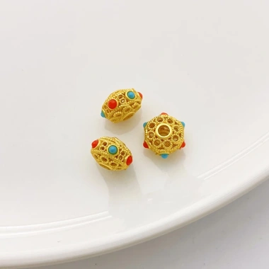 Miếng Đệm Hạt 18K Mờ Vàng Giữ Màu, Lỗ Lớn Bánh Xe, Dây Vòng Tay và Cổ - 21.160đ 7