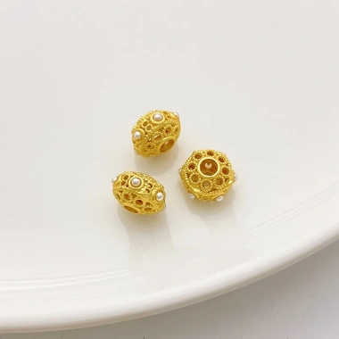 Miếng Đệm Hạt 18K Mờ Vàng Giữ Màu, Lỗ Lớn Bánh Xe, Dây Vòng Tay và Cổ - 21.160đ 8