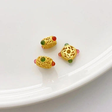 Miếng Đệm Hạt 18K Mờ Vàng Giữ Màu, Lỗ Lớn Bánh Xe, Dây Vòng Tay và Cổ - 21.160đ 9