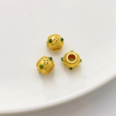 Miếng Đệm Hạt 18K Mờ Vàng Giữ Màu, Lỗ Lớn Bánh Xe, Dây Vòng Tay và Cổ - 21.160đ 10