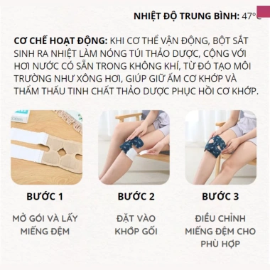 Miếng đệm thảo dược làm nóng khớp gối - Dán nhiệt ngải cứu, an toàn, giảm đau nhanh, giá 16.660đ
