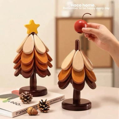 Miếng lót cách nhiệt gỗ chống nóng bảo vệ bàn ăn hình cây thông, không trầy, giảm còn 98.900 VND 3