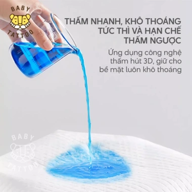 Miếng lót chống thấm Baby Tattoo dùng 1 lần, 5 lớp thấm hút, khô thoáng, không rò rỉ, phù hợp 13 tã – 359.000₫ 6