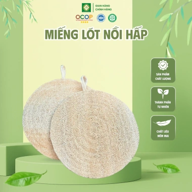 Miếng Lót Nồi Hấp Xơ Mướp KB Ecolife 20cm – Chống Dính, Giữ Nhiệt, Bảo Vệ Món Hấp Tự Nhiên