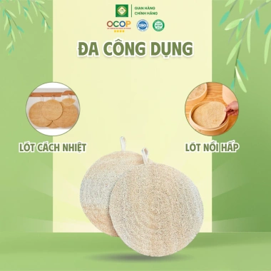 Miếng Lót Nồi Hấp Xơ Mướp KB Ecolife 20cm – Chống Dính, Giữ Nhiệt, Bảo Vệ Món Hấp Tự Nhiên
