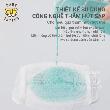 Miếng Lót Thấm Hút Sữa BABY TATTOO 24 Miếng - Giải Pháp Cho Mẹ Sau Sinh, Cho Con Bú, Giá Ưu Đãi 110.000₫