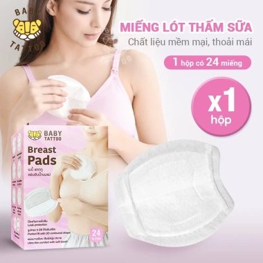 Miếng Lót Thấm Hút Sữa BABY TATTOO 24 Miếng - Giải Pháp Cho Mẹ Sau Sinh, Cho Con Bú, Giá Ưu Đãi 110.000₫