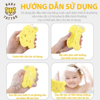 Miếng Tắm Bọt Biển Hình Con Hổ BABY TATTOO An Toàn Cho Da Bé - Giá 89.000₫