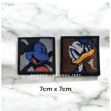 Miếng vá áo sticker ủi nhiệt thêu Mickey và Donald giá chỉ 9.000 VND