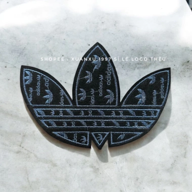 Miếng vá quần áo rách 20x14cm Sticker Logo Thêu Hoa Adidas, ủi nhiệt dễ dán, bền đẹp