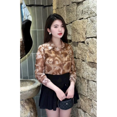 MINAN BOUTIQUE Sơ Mi Đính Đá Hoa Be, Hoa Ly Xanh, Hoa Nâu - Công Sở Nữ 169k 6 MINAN BOUTIQUE Sơ Mi Đính Đá Hoa Be, Hoa Ly Xanh, Hoa Nâu - Công Sở Nữ 169k 6