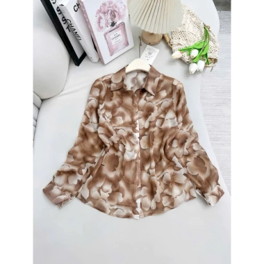 MINAN BOUTIQUE Sơ Mi Đính Đá Hoa Be, Hoa Ly Xanh, Hoa Nâu - Công Sở Nữ 169k