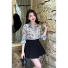 MINAN BOUTIQUE Sơ Mi Đính Đá Hoa Be, Hoa Ly Xanh, Hoa Nâu - Công Sở Nữ 169k 10