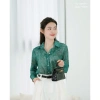MINAN BOUTIQUE Sơ Mi Tơ Nhăn Đính Đá Xanh Ngọc Bích - Áo Công Sở Nữ Cao Cấp 183k 7
