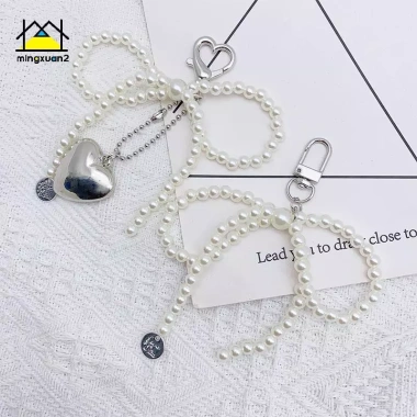 Mingxuan2 Ngọc Trai Đính Hạt – Móc Chìa Khóa Bạc, Dây Xích Độc Cho Điện Thoại 6 Mingxuan2 Ngọc Trai Đính Hạt – Móc Chìa Khóa Bạc, Dây Xích Độc Cho Điện Thoại 6
