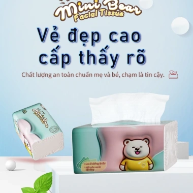 Mini Bear Khăn Giấy Rút Cao Cấp 30 Gói 4 Lớp - Lau Mặt Lớn, Đa Năng, An Toàn Cho Bé, 88.000₫