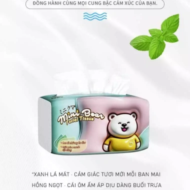 Mini Bear Khăn Giấy Rút Cao Cấp 30 Gói 4 Lớp - Lau Mặt Lớn, Đa Năng, An Toàn Cho Bé, 88.000₫