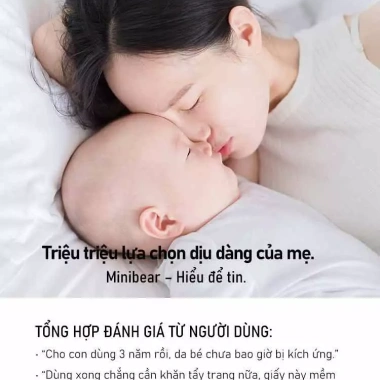 Mini Bear Khăn Giấy Rút Cao Cấp 30 Gói 4 Lớp - Lau Mặt Lớn, Đa Năng, An Toàn Cho Bé, 88.000₫