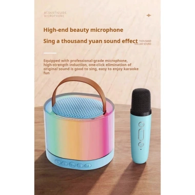 Mini Bluetooth Karaoke trẻ em 2 micrô Đèn LED âm thanh ma thuật, loa không dây 299.999₫ 5
