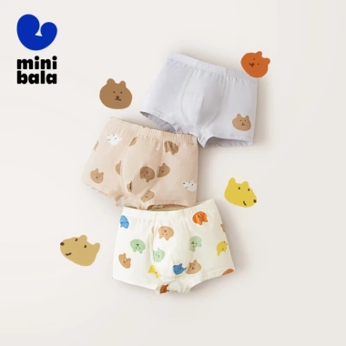 Minibala 3 Gói Mùa Hè Bé Trai Quần Lót Hút Mồ Hôi Thoáng Khí Không Lắc Tay Ngắn 192k