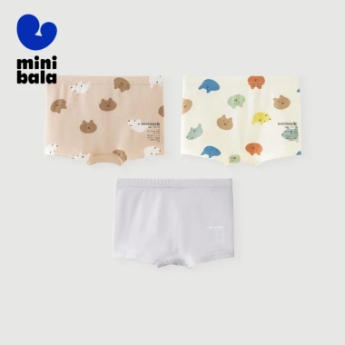 Minibala 3 Gói Mùa Hè Bé Trai Quần Lót Hút Mồ Hôi Thoáng Khí Không Lắc Tay Ngắn 192k