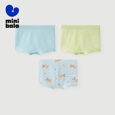 Minibala 3 Gói Mùa Hè Bé Trai Quần Lót Hút Mồ Hôi Thoáng Khí Không Lắc Tay Ngắn 192k