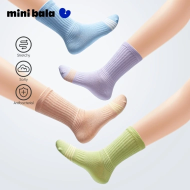Minibala 3 Gói Tất Thoáng Khí Bé Trẻ, Hỗ Trợ Mắt Cá Chân, Hút Mồ Hôi Thể Thao
