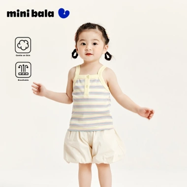 Minibala áo vest bé gái mùa hè co giãn, thời trang khối màu, da thân thiện – 288k