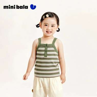 Minibala áo vest bé gái mùa hè co giãn, thời trang khối màu, da thân thiện – 288k